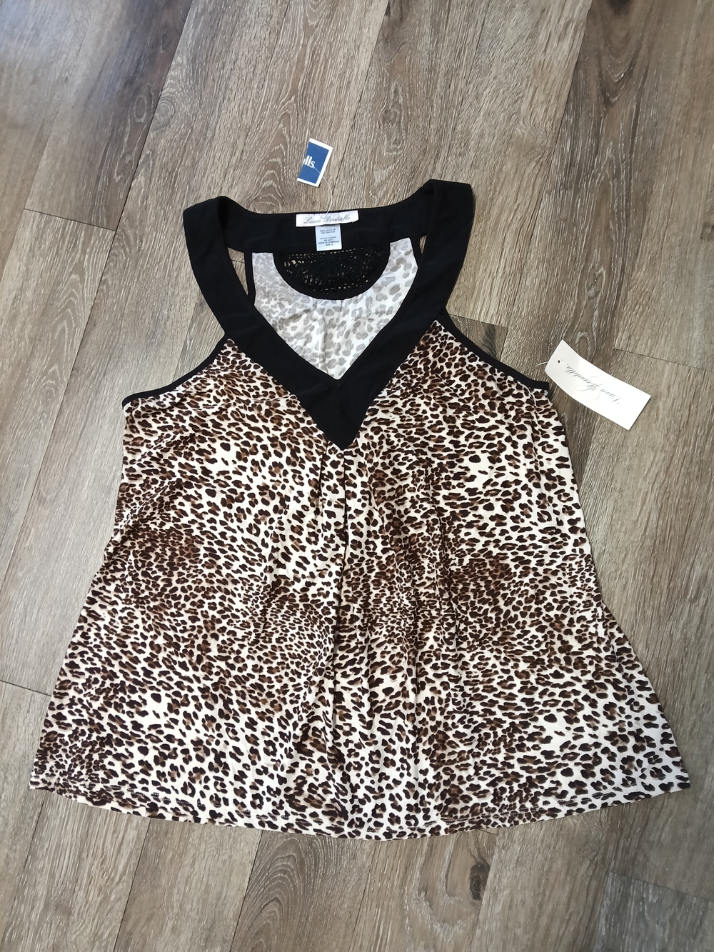 Linea Donatella Brown and Black Leopard Print V-Neck Tank